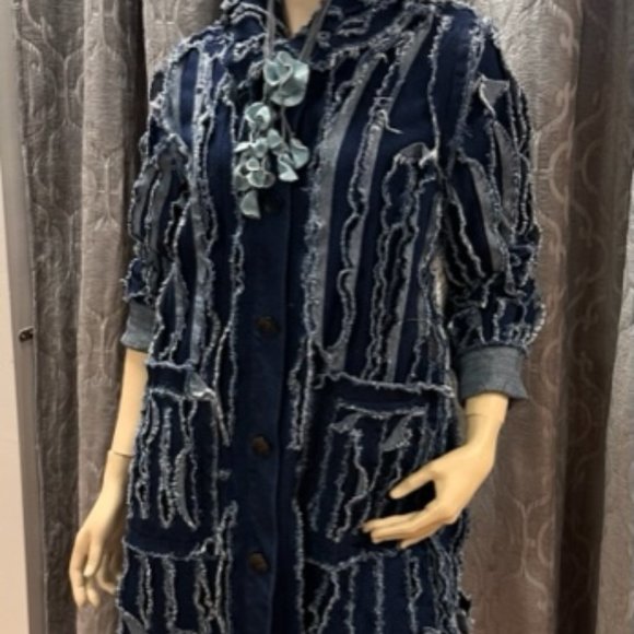 Samuel Dong Funky Fray Denim Duster - Picture 2 of 5